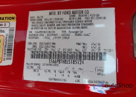 2018 Ford Mustang Ecoboost z USA, uszkodzony, nr VIN 1FA6P8TH8J5185124